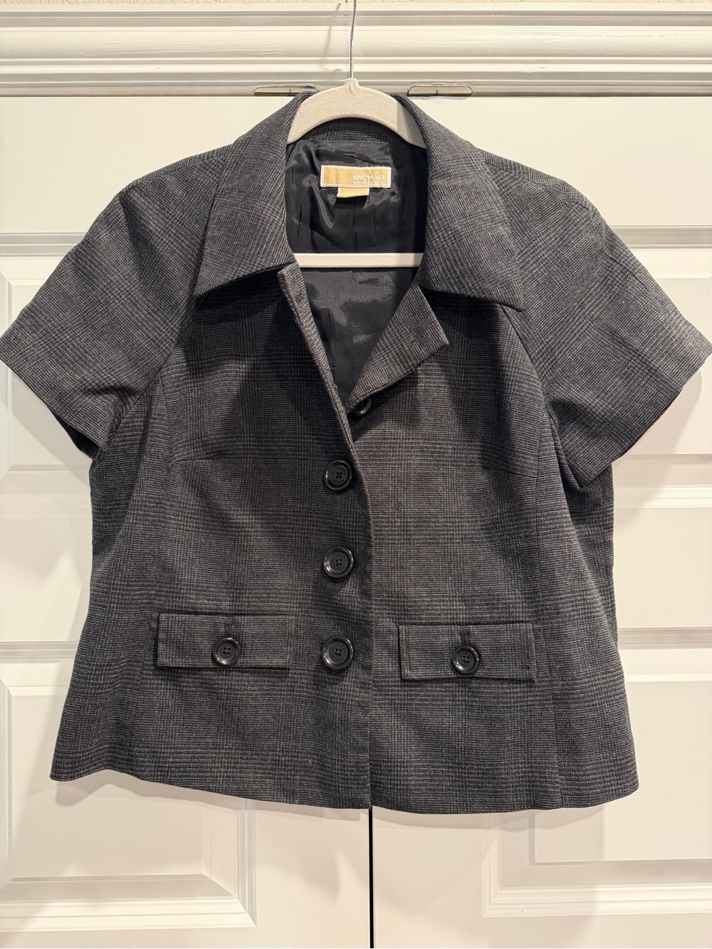 Vintage Michael Kors Short Sleeve Gray Plaid Jacket